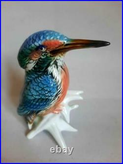 1900 Ernst Bohne Söhne Germany Vintage Porcelain Statue Figurine Bird Kingfisher