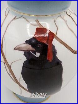 1907 Royal Doulton Crow Bird Vase Fez Hats & Pipes 6.25 Seriesware Porcelain
