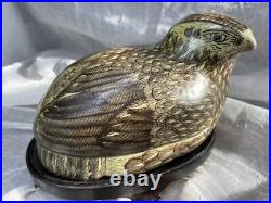 1920's Vintage Chinese Famille Verde Quail Porcelain Bird Handpainted Resting