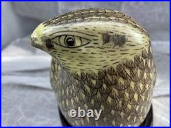 1920's Vintage Chinese Famille Verde Quail Porcelain Bird Handpainted Resting
