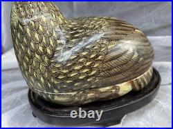 1920's Vintage Chinese Famille Verde Quail Porcelain Bird Handpainted Resting