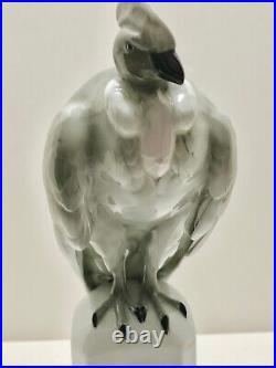 1920s Hutschenreuther Porcelain Figurine, Vulture on Pedestal, Bird of Prey