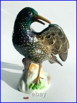 1924 Meissen Antique Porcelain Statue Figurine Bird Starling Germany Stamped