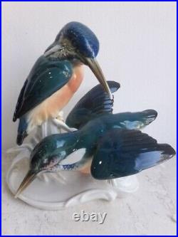 1930 Karl Ens Germany Rare Antique Porcelain Statue Figurine Kingfisher Marked