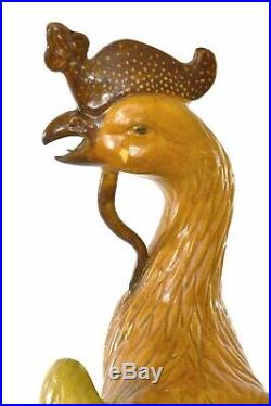 1930's Chinese 2 Sancai Porcelain Phoenix Bird 13 Figure 35CM Mk AS IS