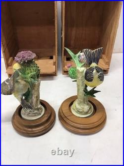 1936 Pair Of Dorothy Doughty Goldfinch&Thistle Porcelain Figures WithStands/ Boxes