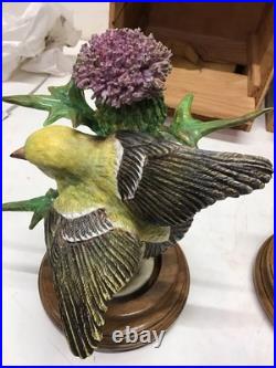 1936 Pair Of Dorothy Doughty Goldfinch&Thistle Porcelain Figures WithStands/ Boxes