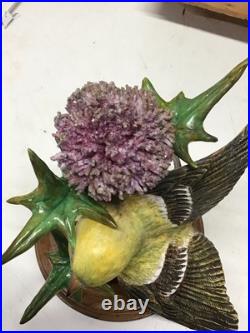 1936 Pair Of Dorothy Doughty Goldfinch&Thistle Porcelain Figures WithStands/ Boxes