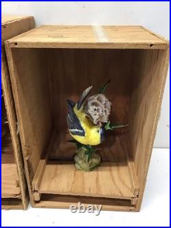 1936 Pair Of Dorothy Doughty Goldfinch&Thistle Porcelain Figures WithStands/ Boxes