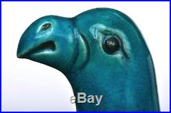 1940's Chinese Turquoise Glaze Crackle Porcelain Bird Parrot Figure Figurine