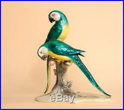1940's Hertwig & Comp Germany Antique Porcelain Statue Figurine Parrots Marked
