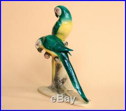 1940's Hertwig & Comp Germany Antique Porcelain Statue Figurine Parrots Marked