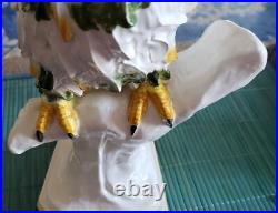 1950's Large MID Century Italian Ceramic Spaghetti Cockatoo On Perch Statue