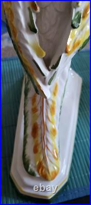 1950's Large MID Century Italian Ceramic Spaghetti Cockatoo On Perch Statue