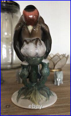 1960 Rosenthal Vintage Porcelain Statue Figure Goldfinch Thistle Flower Germany