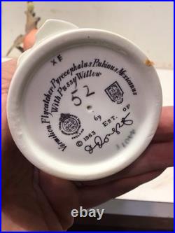 1963 Pair of Royal Worcester Dorothy Doughty Birds, Vermilion Flycatcher, Stands