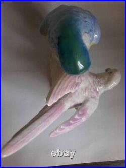 1970 Wagner & Apel Vintage Figure Statue Porcelain Parrots Signed Germany