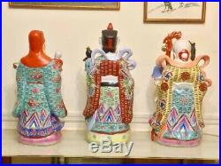 1970s Large 25 TROUBLE MAKERS Fu Lu Shou Chinese Porcelain Ceramic Statues