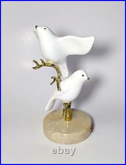 1980s Signed Bijan Ceramic Birds and Brass Tree Sculpture