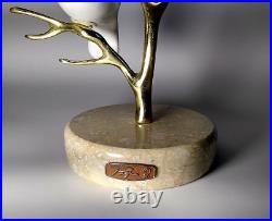 1980s Signed Bijan Ceramic Birds and Brass Tree Sculpture