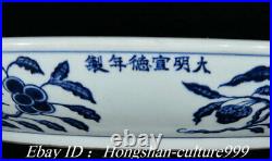 19Old China White Blue Porcelain Guan Gong Ride Horse Screen Plate
