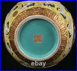 19.2 Qianlong Marked Famile Rose Porcelain Crane Birds Flower Bottle Vase Pair