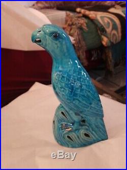 19 Century CHINESE PORCELAIN blue Parrot figure 81/2 tall