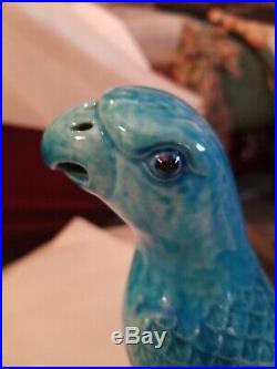 19 Century CHINESE PORCELAIN blue Parrot figure 81/2 tall