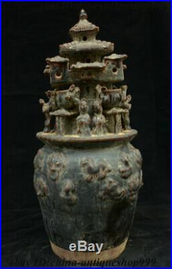 19 China Glaze Porcelain People Bird Beast Pagoda Lion Head Bottle Vase Statue