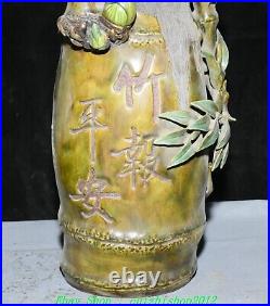 19 Old Chinese Wucai Porcelain Bird Magpie Animal Bucket Pail Barrel Statue