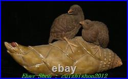 19 Old Chinese Wucai Porcelain Pottery Bamboo Shoots Bird Birds Animal Statue