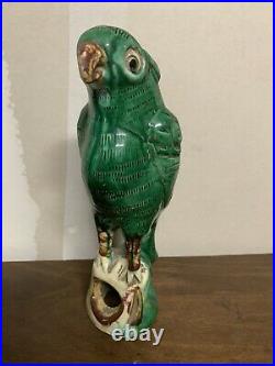 19th Century Chinese green glaze figure of parrot