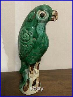 19th Century Chinese green glaze figure of parrot