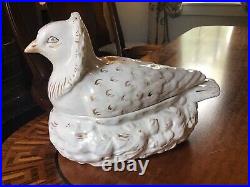 19th Century Staffordshire Pigeon Bird On Basket Nest Egg Holder