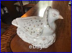 19th Century Staffordshire Pigeon Bird On Basket Nest Egg Holder