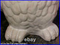 1ONLY! Nearly LIFESIZE White Porcelain DETAILED HORNED OWL Bird Figurine Statue