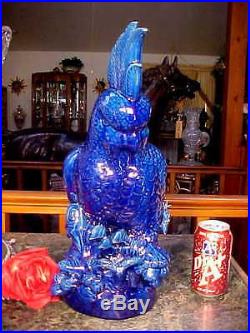 1 ONLY! HUGE Near 17Tx10.5 COBALT BLUE Cockatoo LIFESIZE Bird Figurine Statue