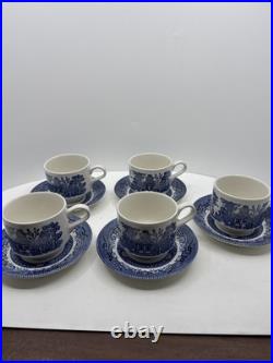 20 Pcs, Set for 4, Churchill Blue Willow Dinnerware Staffordshire England Mint