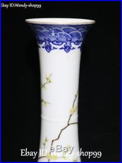 20 Top Enamel Porcelain Magpie Bird Plum Flower Tree Vase Bottle Flask Pot Pair
