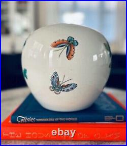 20th Century Vintage Chinese Paradise Birds Hand Painted Porcelain Melon Jar