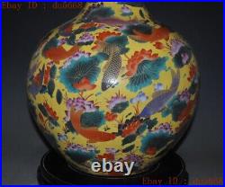 21Huge China Wucai porcelain animal flower bird statue Zun Bottle Pot Vase Jar