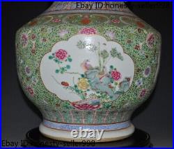 21.4'' china wucai porcelain Gilt flower Bird statue Zun Cup Bottle Pot Vase Jar