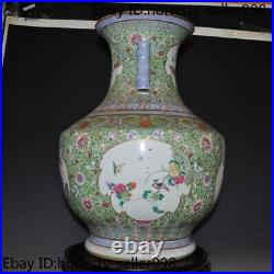 21.4'' china wucai porcelain Gilt flower Bird statue Zun Cup Bottle Pot Vase Jar