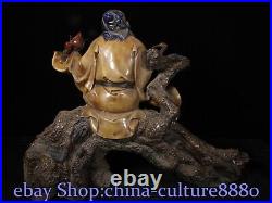 21.6 Old China Shiwan Porcelain Dynasty Palace People Person Crane Bird Statue