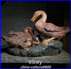 21 Big Chinese Shiwan Porcelain Fengshui Duck Birds Family Animal Sculpture