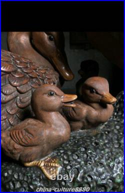 21 Big Chinese Shiwan Porcelain Fengshui Duck Birds Family Animal Sculpture