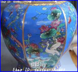 21 Color Porcelain Cranes Magpie Bird Lotus Flower Vase Pot Bottle Jar Pair