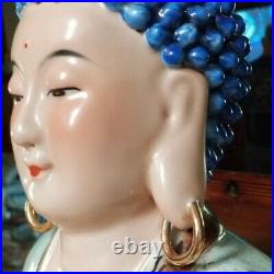 21 Old Tibet Famille Rose porcelain Gilt Pagoda Shakyamuni Sakyamuni Statue