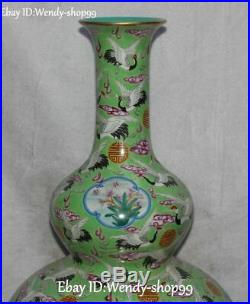21 Top Color Porcelain Tree Peony Flower Red-Crowned Crane Bird Vase Bottle Jar