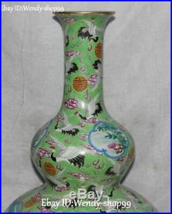 21 Top Color Porcelain Tree Peony Flower Red-Crowned Crane Bird Vase Bottle Jar